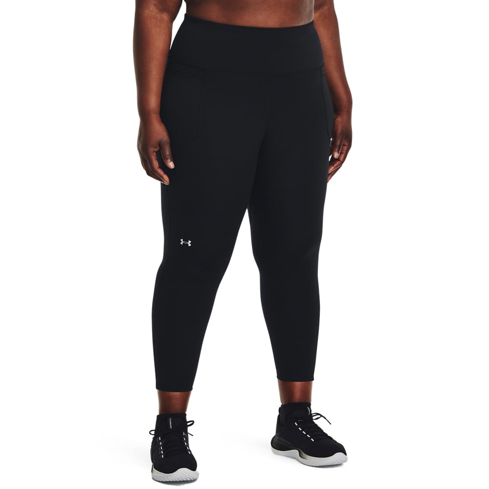 Photo 1 of Under Armour Women's Movement Ankle Leggings, (001) Black / / Metallic Silver, X-Large Short