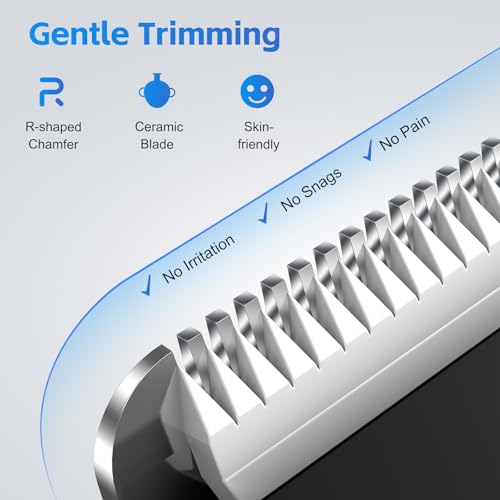 Body Trimmer for Men, 2-in-1 Body Groomer & Nose Hair Trimmer, Waterproof Mens Grooming Kit with Ceramic Blade Heads, Sensitive Combs for Chest, Legs, Armpits & Nose, Wet & Dry Use, Travel Lock
