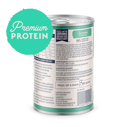 NATURAL BALANCE LIMITED INGREDIENT ADULT GRAIN-FREE WET CANNED DOG FOOD, CHICKEN & SWEET POTATO RECIPE, 13 OUNCE (PACK OF 12)