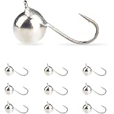 MUUNN 10-Pack Unpainted Tungsten Round Ice Jigs,2.5/3/4/5/6/7/8mm Ball Tungsten Ice Fishing Jigs
