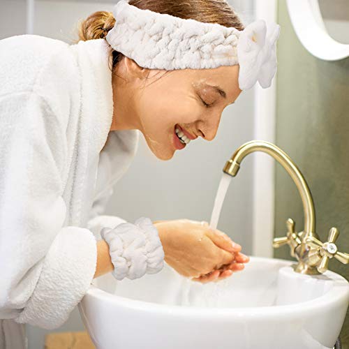 4 Pieces Spa Headband Wrist Washband Scrunchies Cuffs for Washing Face