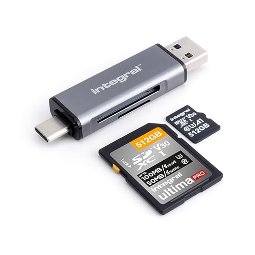 Integral Adattatore per lettore di schede di memoria microSD e SD, doppia estremità USB 3.0 e USB C, per iPhone 15/16 Plus/Pro/Pro Max, MacBook Pro/Air M1/M2/M3/M4, iPad, PC, laptop, smartphone