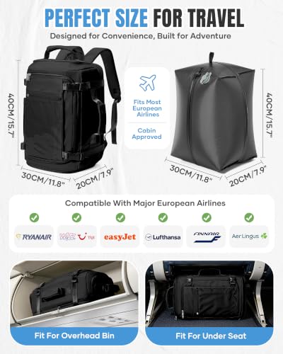 BJLFS Vacuum Backpack with Pump Hand Luggage 40x30x20 Ryanair Wizzair Vueling Backpack Travel Cabin Airplane 40x30x20 Waterproof Travel Bag