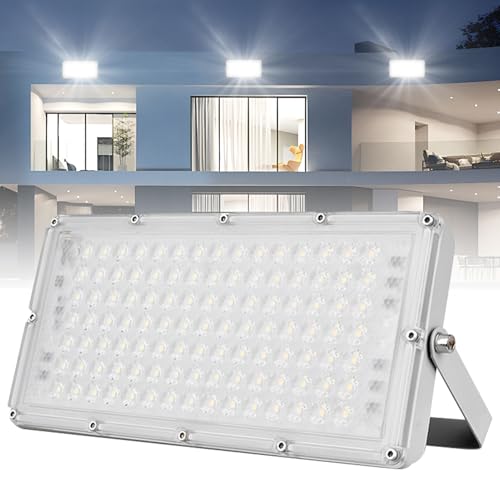Viugreum 100W Outdoor LED Floodlight, IP66 Waterproof Spotlight Security Light, Super Bright 8000lm Worklight Wall Light for Yard, Garden, Garage, Hallway,6500K Cold White [Energy Class A++] — image 1
