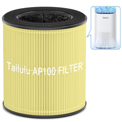 Tailulu Official AP100 Air Purifier Replacement Filter, 3-in-1 Air Purifier Filter, True H13 HEPA Filter, 1Pack(Yellow)