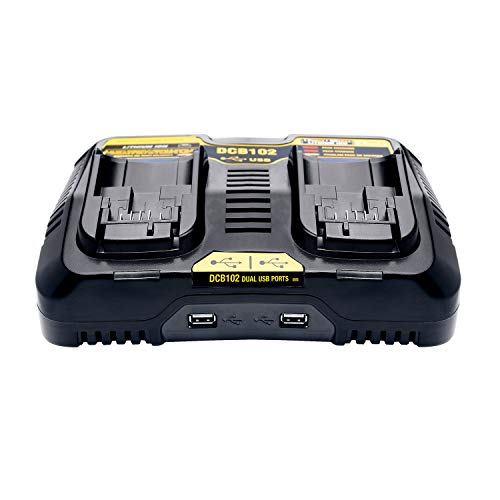 Hipoke DCB102 12V 20V Max Dewalt Battery Charger with USB Port, Dual