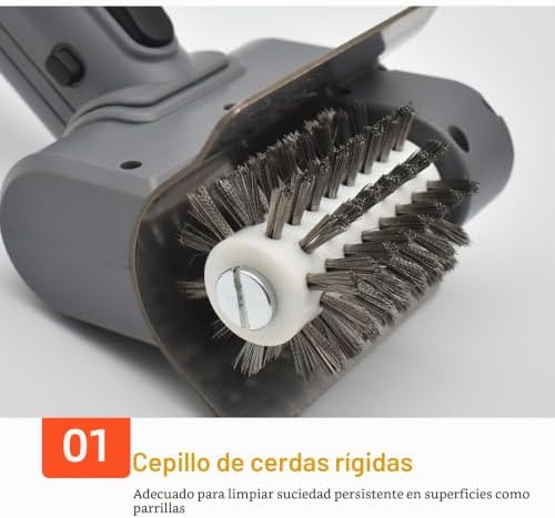 Cepillo Eléctrico Inalámbrico para Parrilla, Limpiador Recargable de Acero Inoxidable, 100 Min de Autonomía, IPX7 Impermeable para Rejillas de Barbacoa y Hornos