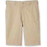French Toast Boys' Adjustable Waist Flat Front Chino Bermuda Shorts with Stretch (Standard & Husky), Khaki, 20 Husky