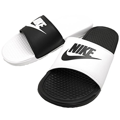 black and white mismatch nike slides