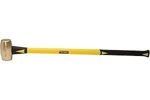 ABC HAMMERS Brass Sledge Hammer - 8 lb. Non-Sparking Hammer with 33" Fiberglass Handle & Double Faced Head - ABC8BF