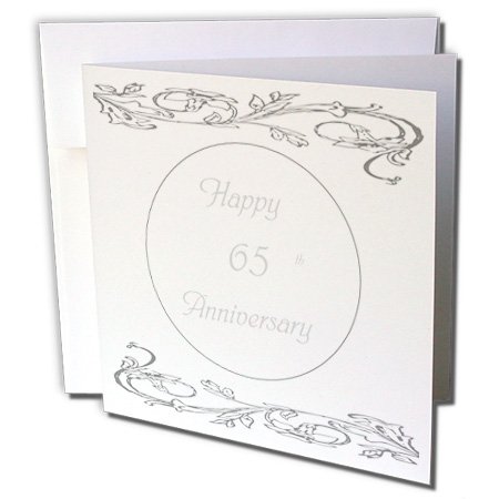 3dRose Print of Elegant Silver 65th Anniversary Greeting Cards, 6" x 6", Set of 12 (gc_183466_2)