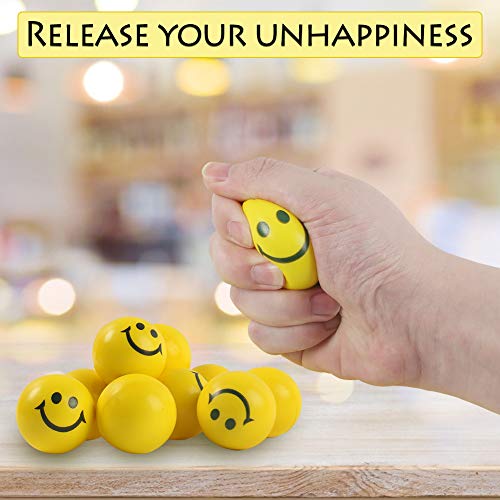LovesTown 40 Pcs Smiley Face Squeeze Balls,2inch Face Stress Balls Yellow Smile Squeeze Balls Mini Stress Relief Balls for Finger Exercise School Carnival Reward Party Bag Gift