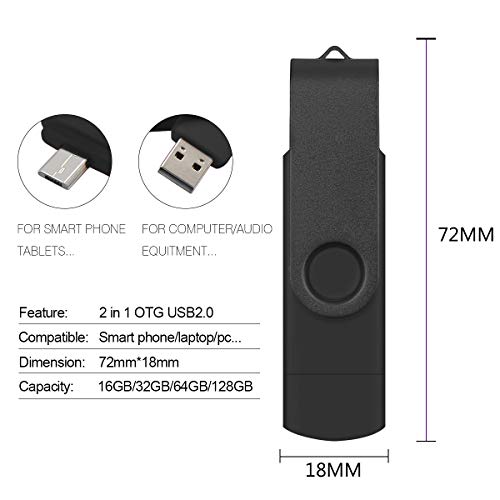 256GB USB Flash Drive for Android Phone Memory Stick 2 in1 Micro USB 256GB Photo Stick USB 2.0 Thumb Drive (256GB, Black)
