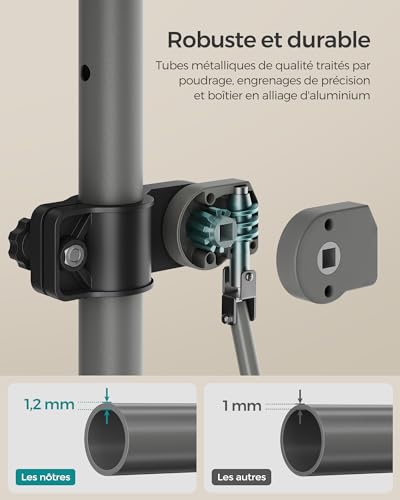 SONGMICS GSA402G02 Retractable Awning Manual Awning Height Adjustable with Crank for Balcony, Garden, Terrace, 400 x 180 cm, Charcoal Grey