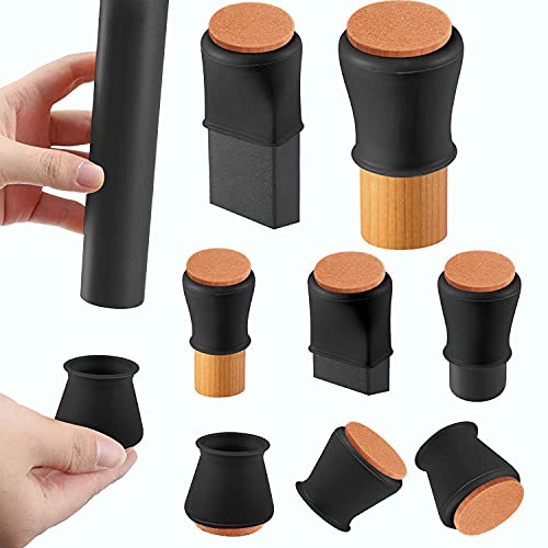 Silicone Chair Leg Floor Protectors w/Thicker Felt, Black Chair Leg