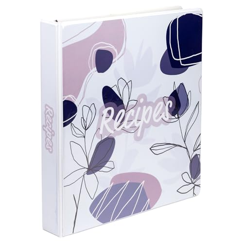 Samsill Recipe Binder Full Page 8.5 x 11 Kit, 1 Inch D-Ring, Midnight Blooms De…
