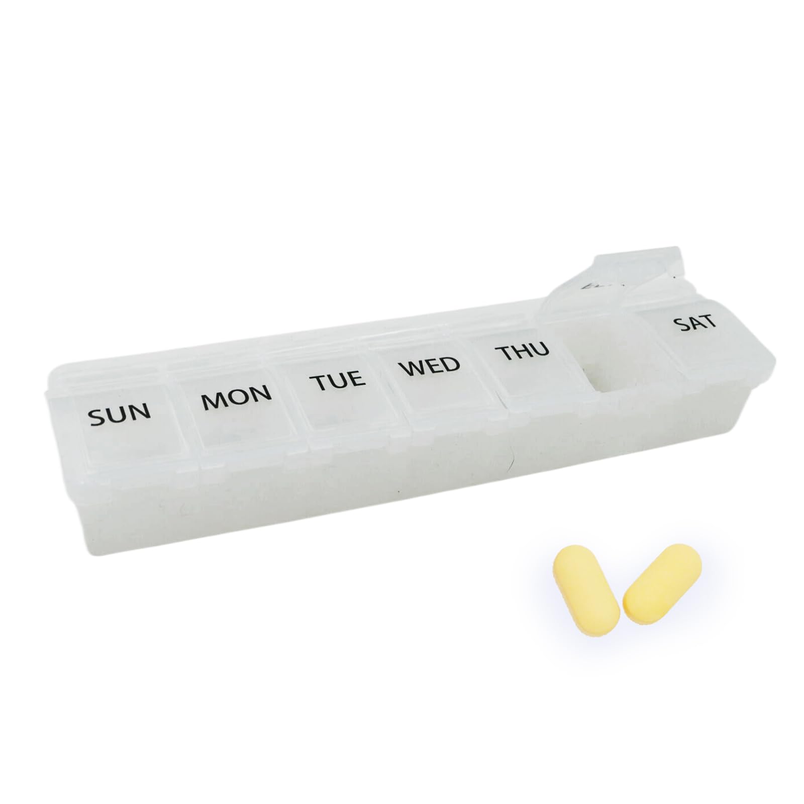 Photo 1 of Weekly Pill Organizer Silicone, 7 Day Pill Box Medicine Box Daily, Large Medicine Pill Organier Case Arthritis-Friendly, Compact Travel Pill Container Holder for Pill,Vitamin & Fish Oil(White)