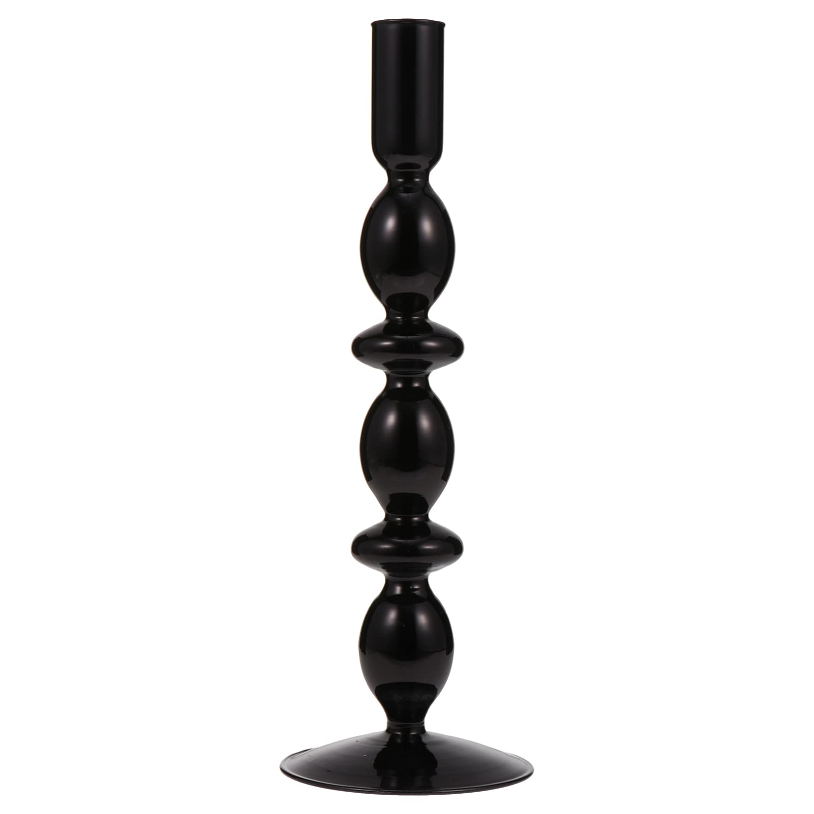 HEALLILY Glass Candle Holders Candlestick Candle Holder Table Centerpiece for Wedding Party Home Decoration Supplies, Black