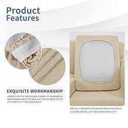 JIVINER Newest 4 Pieces Couch Covers for 3 Cushion