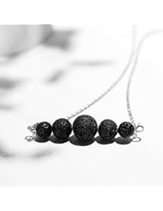 Lava Rock Essential Oil Diffuser Necklace, Minimalist...