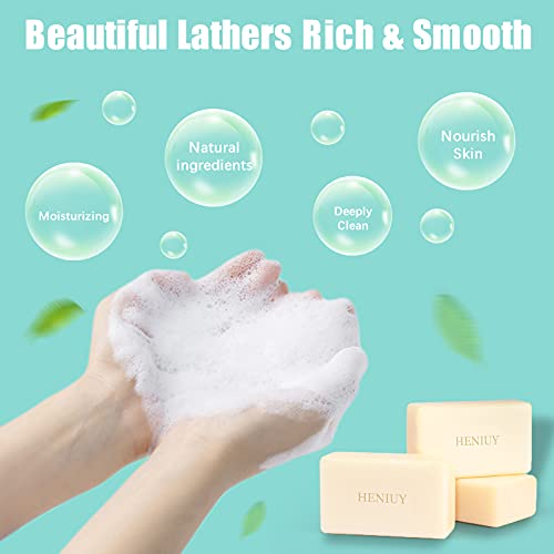 Natural Bar Soap for Men & Women, Organic Vegan Cold Pressed 3 Pack Handmade Bath Soap with Lavender Essential Oils for Shower Hand Facial Clean Moisture Sensitive Body Skin Care Products
