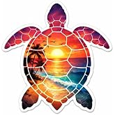 STICKY DUDE Sea Turtle Sticker, Vinyl Waterproof, 5 Inches, Car Laptop Wall Window Bumper Decal (Sunset)