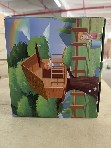 FUQUN Treehouse Pulley System with Bucket Cable - Kids Playhouse & Pirate Ship Accessories for Outdoor Play, Heavy-Duty Climbing Bucket (Black)