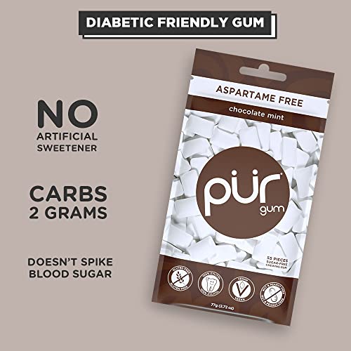 PUR Gum Sugar Free Chewing Gum 100 Xylitol Vegan, Aspartame Free