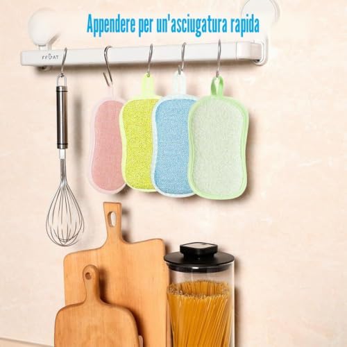 6 Pezzi Spugne Cucina, Spugna Lavabile Riutilizzabile, Spugna Piatti Bifacciale Durevole,Spugna per LavarePulizia Rapida Utilizzabile,per Piatti da Cucina, Fornelli, Pentole e Padelle