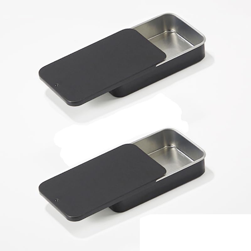 Photo 1 of 2Pcs Dental Floss Portable Case, Metal Rectangular Sliding Floss Boxes Small Tins with Lids for Travel, Portable Travel Floss Box, Convenient Dental Floss Dispenser 3.15 x 1.96 x 0.54 in (Black)