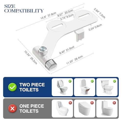 Non-Electric Toilet Bidet Sprayer with Retractable and Self-Cleaning Dual Nozzle, Portable Cold Water Bidet with Pressure Control, Front and Rear Cleaning (TT17NA)