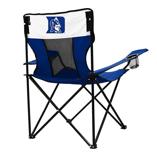 Logo Brands NCAA Duke Blue Devils Elite Portable Chair - Premium Outdoor Chair with Cup Holder, Powder-Coated Steel Frame, Lightweight and Portable for Tailgating,and Sporting Events