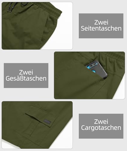 JACKETOWN Men's Cotton Cargo Shorts - Summer Casual Bermuda Shorts With Elastic Waist
