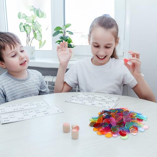 xolaer 600 PCS Transparent Jeton de Bingo ø 19 mm, Jetons Loto de Plastique, Marqueur Bingo Colorém Jeu Éducatif pour Enfants pour Apprendre à Compter et Classer, pour Fêtes Familles Jeux Ecoles etc