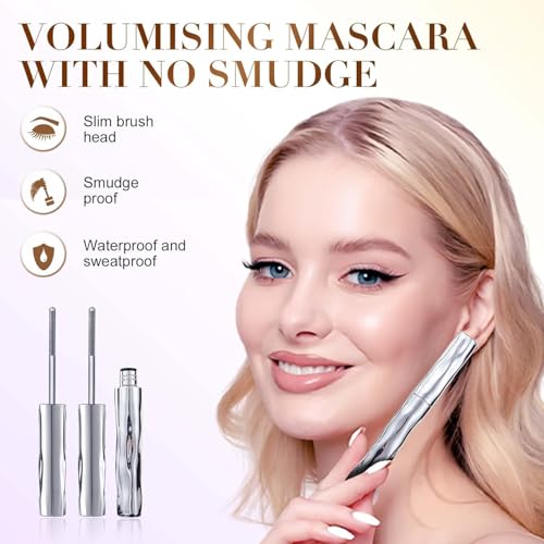Iron Eye Mascara, Washable Metal Wall Mascara - Black Mascara 3D Super Curling, Long Lasting Volume & Lump-Free with Smudge-proof Pigments (Pack of 2)