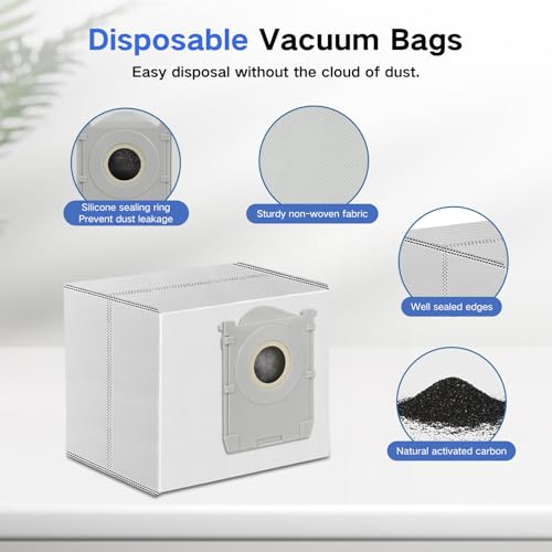 T90 Accessories for Ecovacs Deebot T90 Omni,T90 Pro Omni,X12 Pro,X12 Pro Omni Vacuum Cleaner, 1 Main Brush, 1 Roll of Wipes, 4 Side Brushes, 4 HEPA Filters, 6 Bags