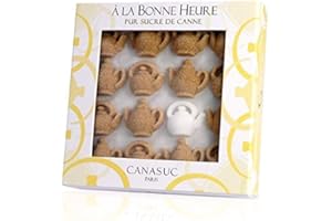 Canasuc Paris, A La Bonne Heure, Pur Sucre de Canne,"Window Gift Box" of 32 Assorted French Molded Teapot Sugar Pieces, White