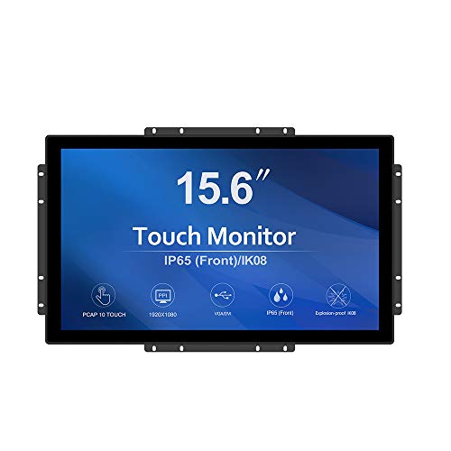 GreenTouch 15.6 Inch 10 Point Open Frame Touch Display, Industrial PCAP Touchscreen Monitor, VGA+HDMI+DVI Port - 16:9