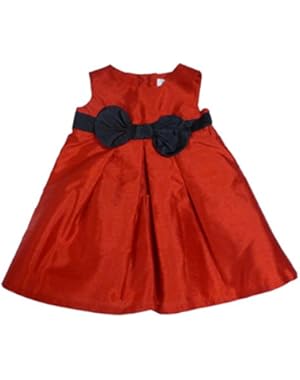 Carters Infant Girls Red Sleeveless Satin Party Dress with Black Bow