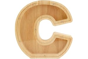 WeiDu77 Twenty-six English Letter A-Z Piggy Banks, Large-Capacity Transparent Wooden Letter Piggy Banks, Name DIY Creative Pu