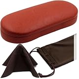 Men Small Glasses Case / Readers Holder In Faux Leather With Pouch & C
