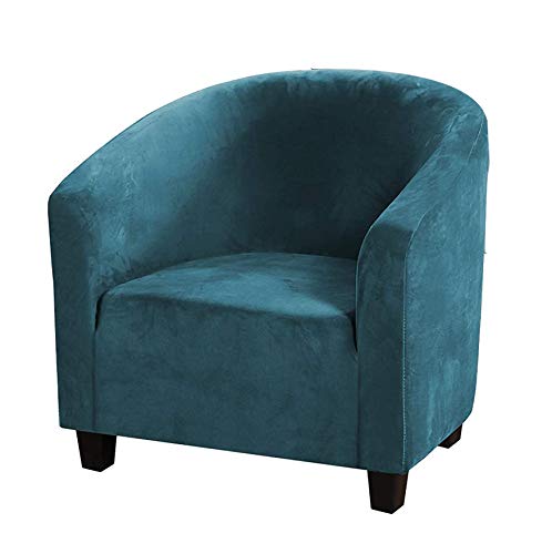 ele ELEOPTION Soft Velvet Tub Chair Covers - Stretch Club Chair Cover Bucket Chair Covers Armchair Slipcovers for Bar Counter Living Room Dining Room Reception (Peacock Blue)