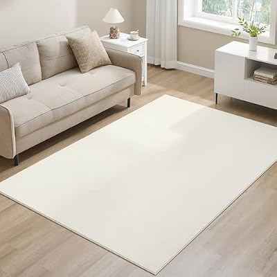 Alfombra, 160 x 230 cm, Alfombra Antideslizante, Decoración del Hogar, para Salón, Dormitorio, Lavable a Máquina, Estilo Moderno, Blanco Crema TAR013WZ02