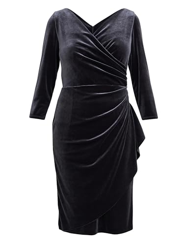 Gina Bacconi Velvet Wrap Dress, Grey, 18
