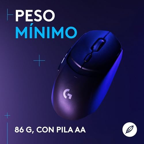 Rato gaming sem fios 309 Lightspeed, Lightweight, interruptores híbridos LIGHTFORCE, sensor Hero 25K, 300+ horas com bateria AA, 6 botões programáveis, PC e Mac - Preto