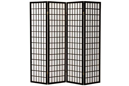 Roundhill Furniture 3-Panel Shoji Room Divider - Black Oriental Style Screen