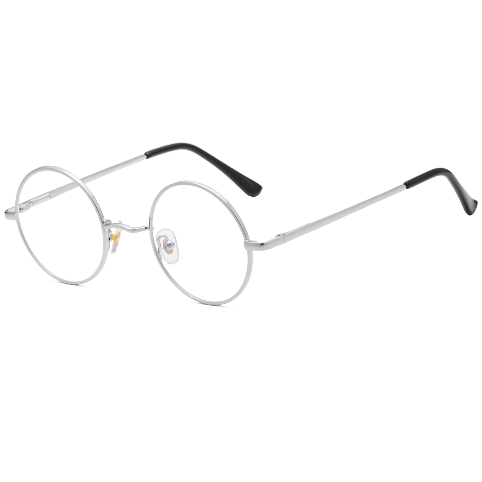 Ggpyyon Round Blue Light Blocking Glasses for Women Men Circle Clear Lens Metal Frame Eyeglasses Computer Reading Gaming TV Glasses(Silver/Clear)
