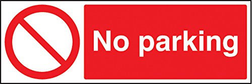 Caledonia Signs 13218G No Parking Sign, Rigid Plastic, G: 300 mm x 100 mm