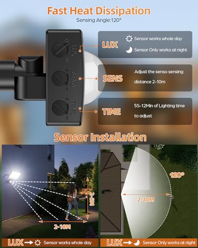 TOPAUBUB 100W 10000LM Outdoor LED Spotlight with Motion Sensor 1 Piece, 6500K Cool White Waterproof IP67 Outdoor Spotlight with Motion Sensor for Patio, Garden