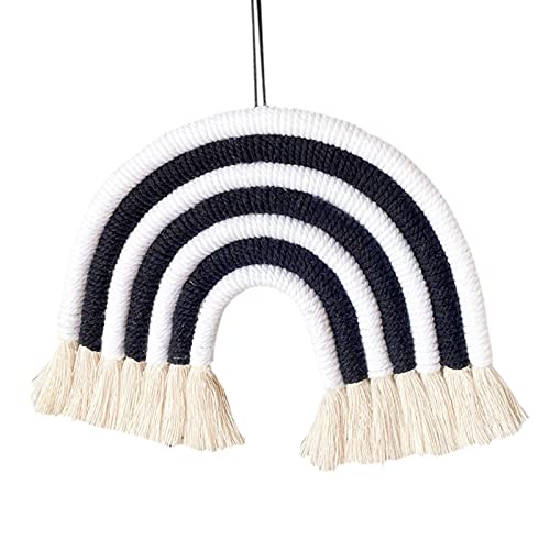 Rainbow Wall Hanging Hand-Woven Clouds Rainbow Cute Rainbow Wall Art Hanging for Nursery Kids Room Decor Girls Gift Room Bedroom Playroom Home Decoration